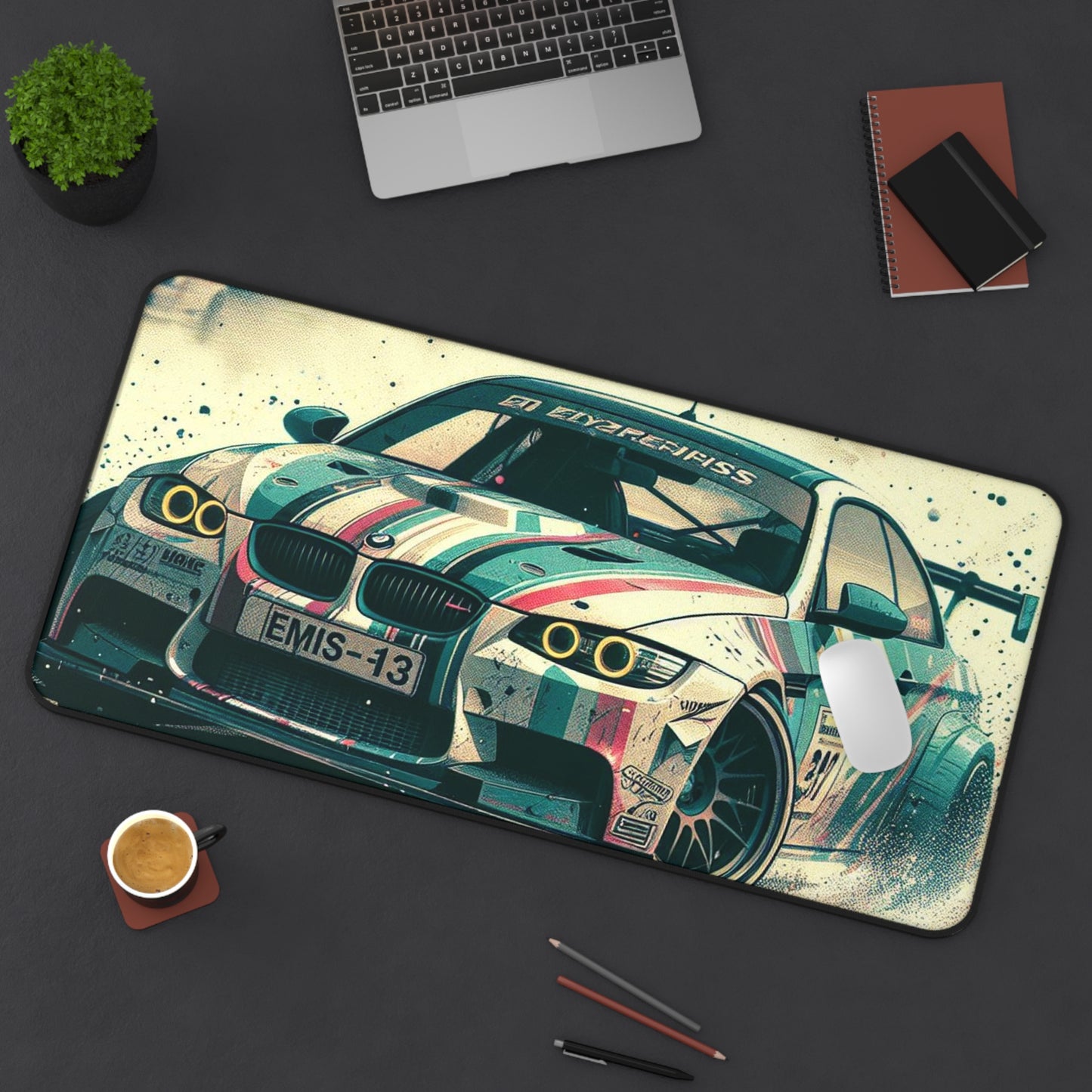 Racing-Inspired Desk Mat - Vibrant Car Print for Enthusiasts