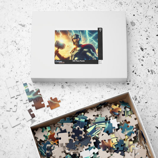 Thor Lightning Art Puzzle — Mythic Superhero Jigsaw (110–1014 pcs)