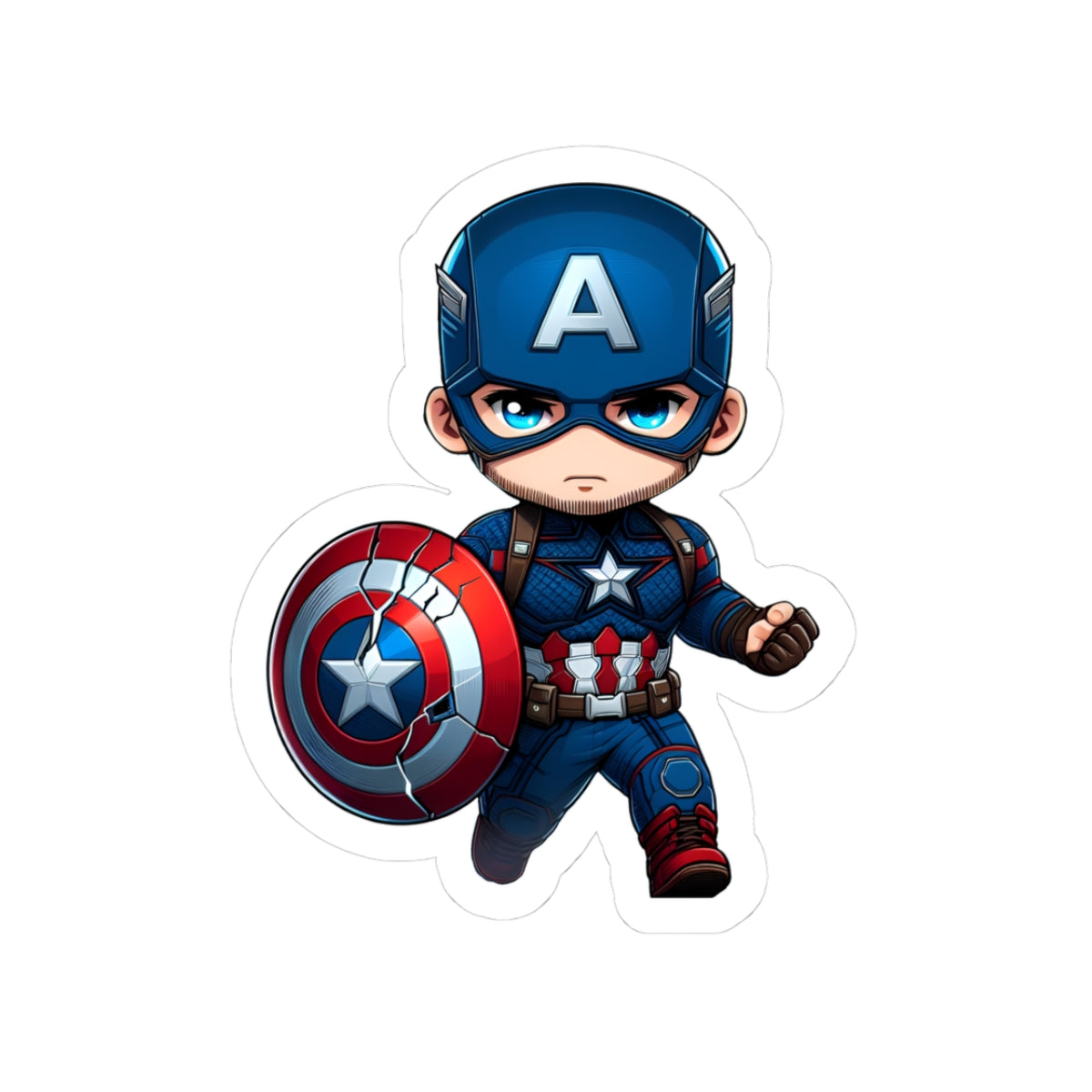 Chibi CAPTAIN AMERICA Kiss-Cut Stikcers - Fun Fantasy Character Decal