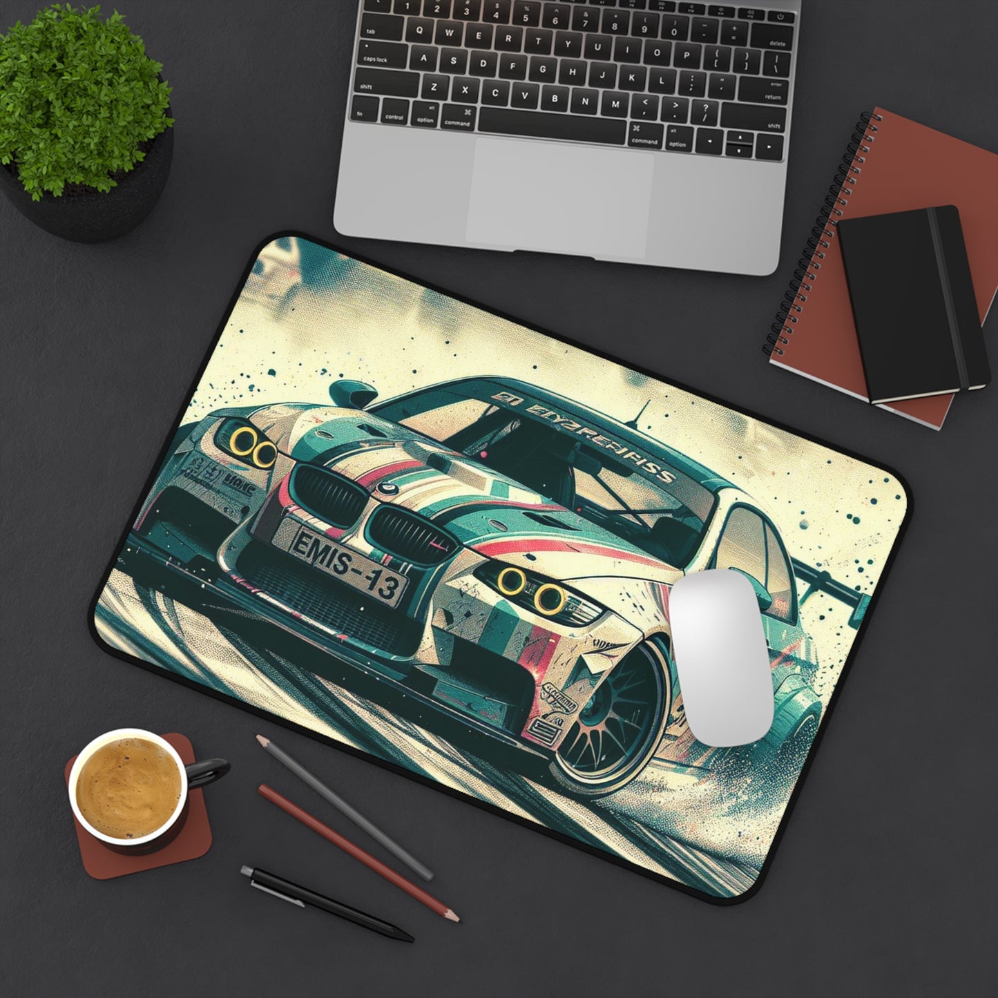 Racing-Inspired Desk Mat - Vibrant Car Print for Enthusiasts
