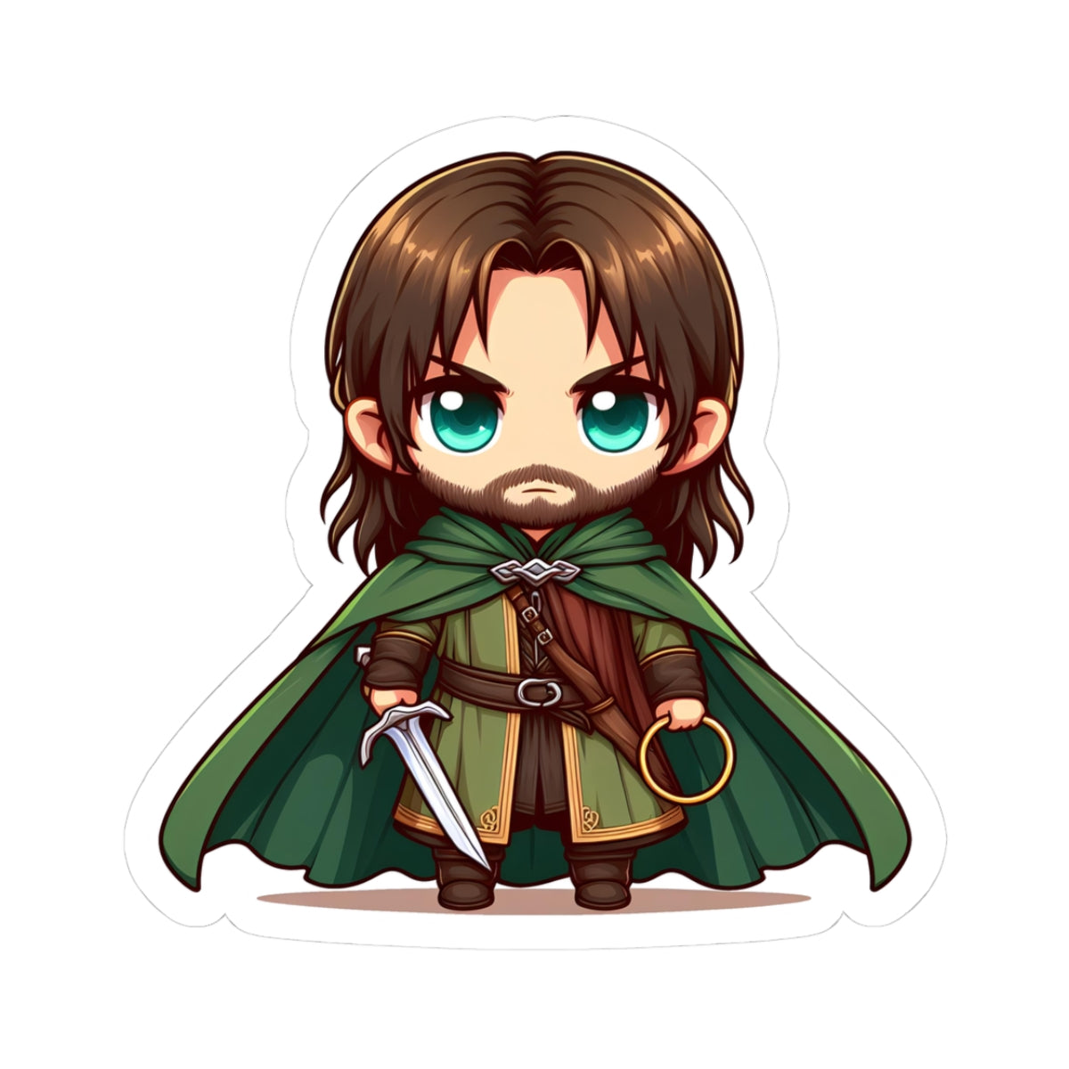 Chibi ARAGON Kiss-Cut Stikcers - Fun Fantasy Character Decal