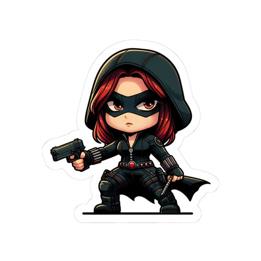 Chibi BLACK WIDOW Kiss-Cut Stikcers - Fun Fantasy Character Decal