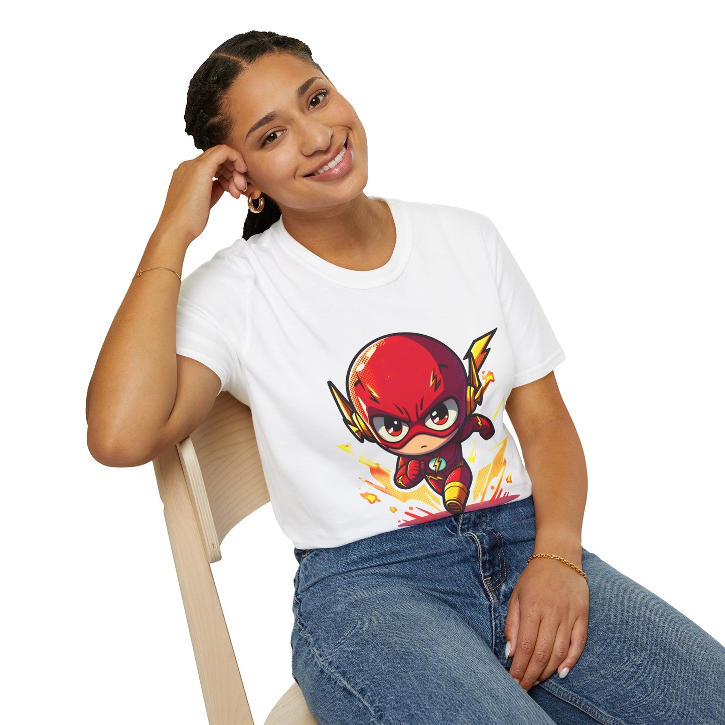 Comic Superhero T-Shirt - Flash Design for Kids and Adults