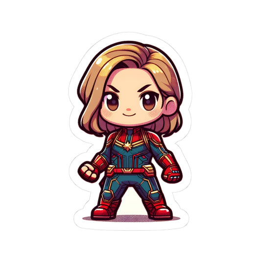 Chibi CAPTAIN MARVEL Kiss-Cut Stikcers - Fun Fantasy Character Decal