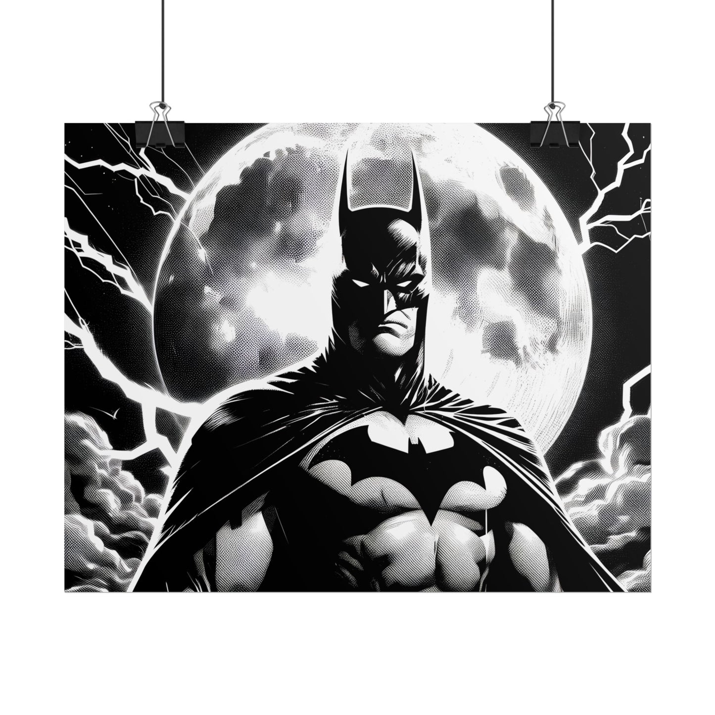 Batman Rolled Poster - Heroic Black and White Wall Art for DC Fans