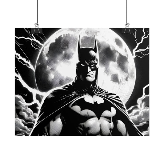 Batman Rolled Poster - Heroic Black and White Wall Art for DC Fans