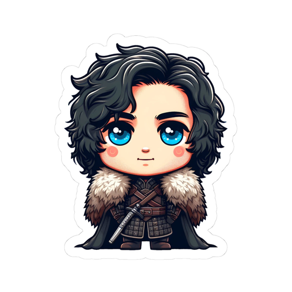 Chibi JON SNOW Kiss-Cut Stikcers - Fun Fantasy Character Decal